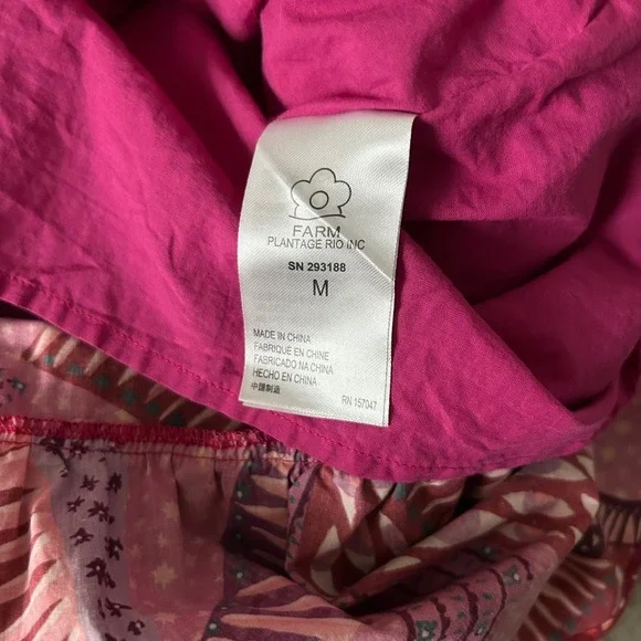 Farm Rio Wild Bananas Print Square Neck Ruffled Tiered Midi Dress Size Medium - Picture 6 of 7